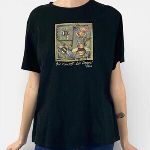 Silver Garden Honeycore Bees Grid Botanical T-Shirt Sz Large